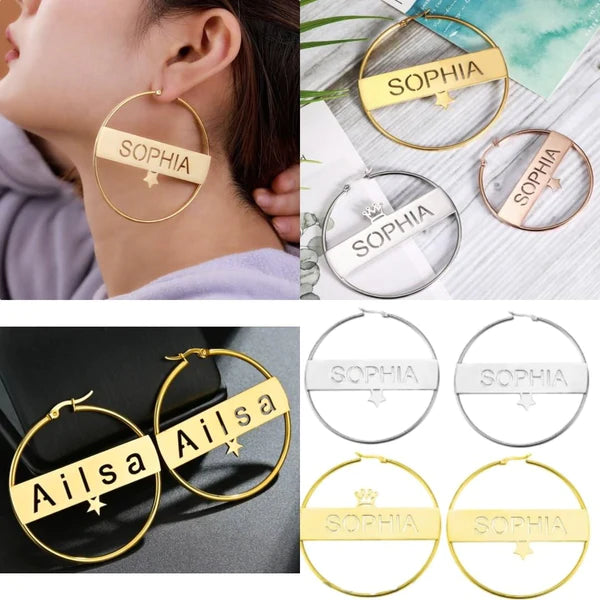 Engraved Name Earrings