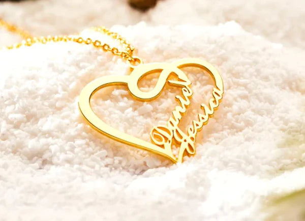 Customize Double Name Heart Necklace